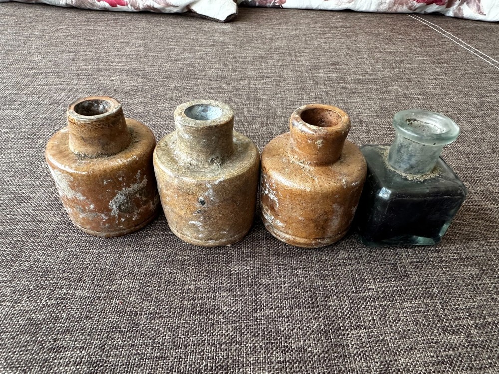 WWI Ceramic ink jars 4 pieces