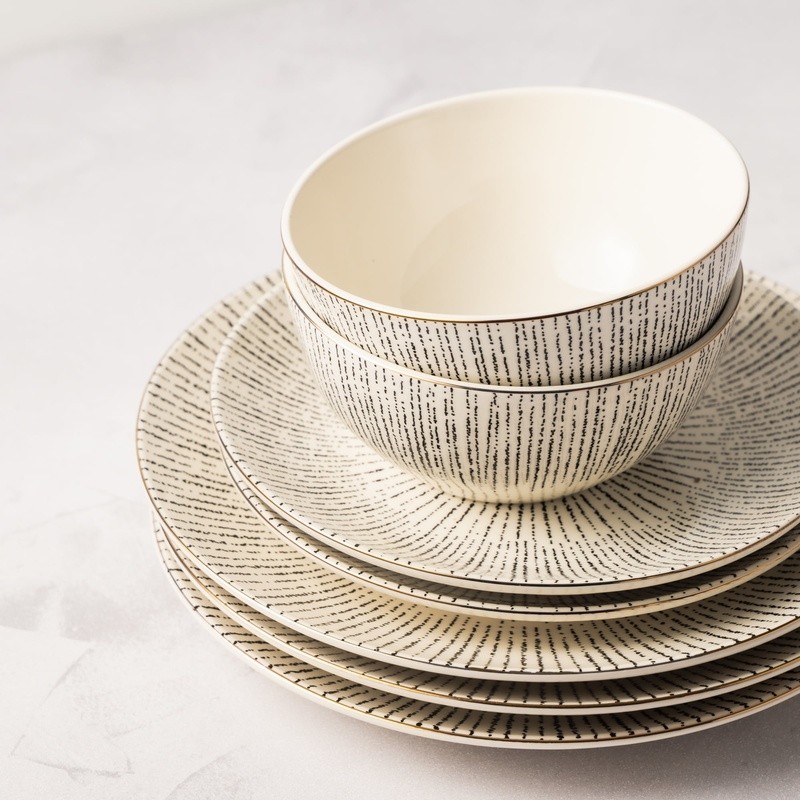 Ceramic Salad Plate Unique Pattern Microwave Dishwasher Safe Round Tableware New
