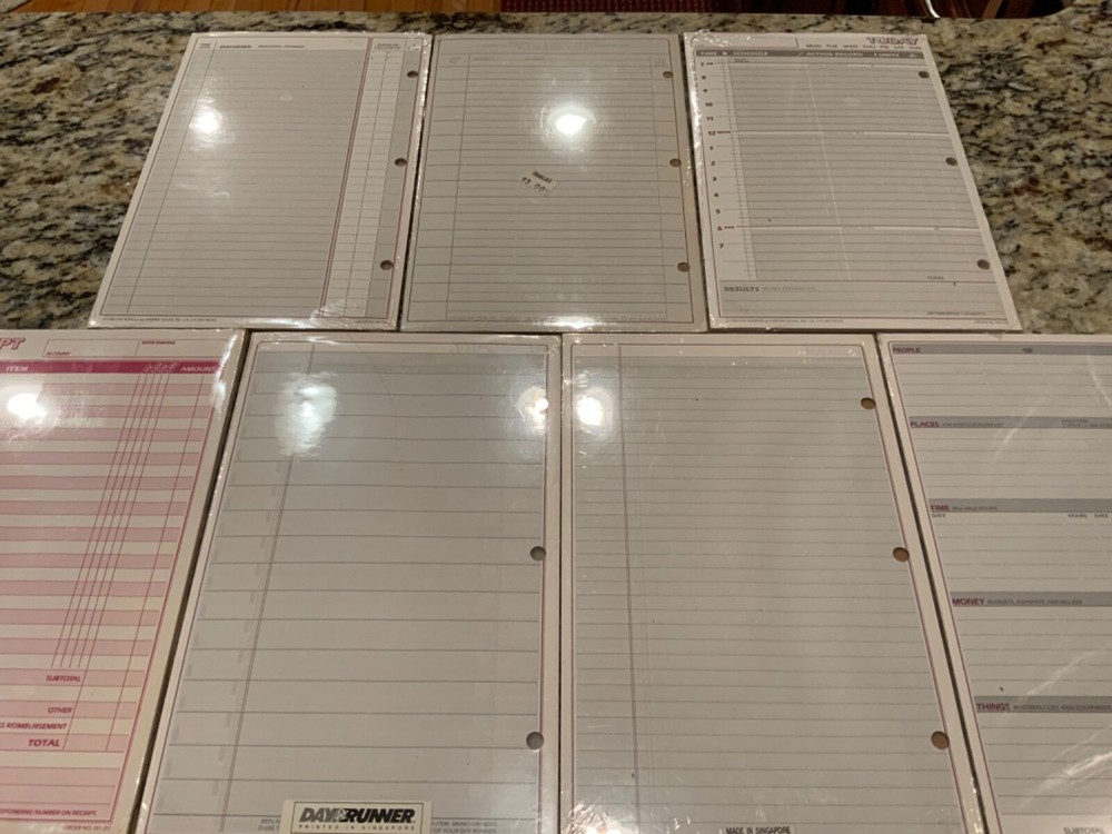 11 Day Runner 3 Ring Refill Lot Planner Memory Index Notes Contacts Receipt Plus