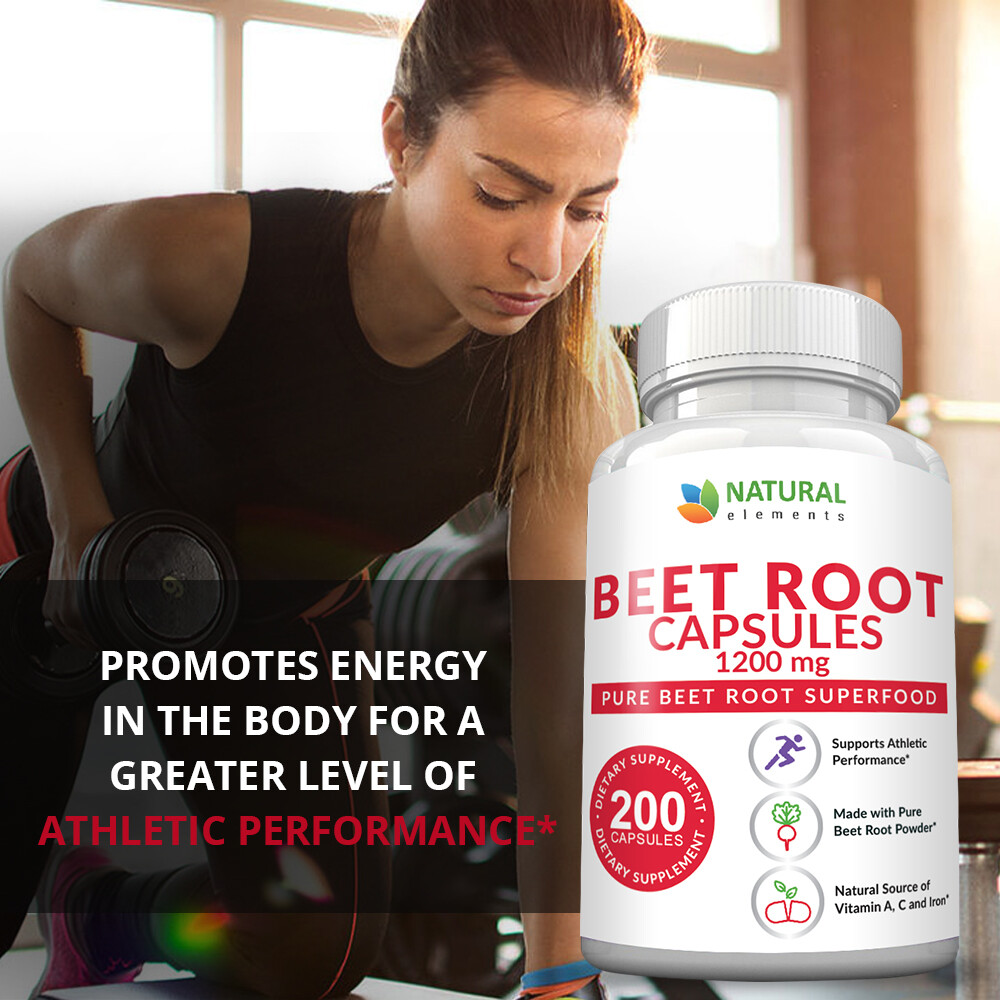 Beet Root Capsules - 1200mg per serving - 200 Capsules - 3 Month Supply