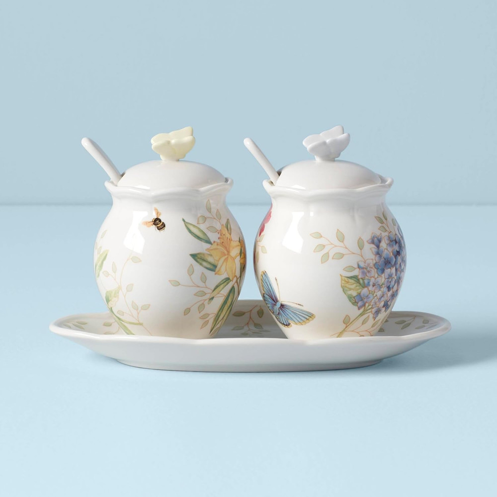 Butterfly Meadow 7-Piece Condiment Set, White -