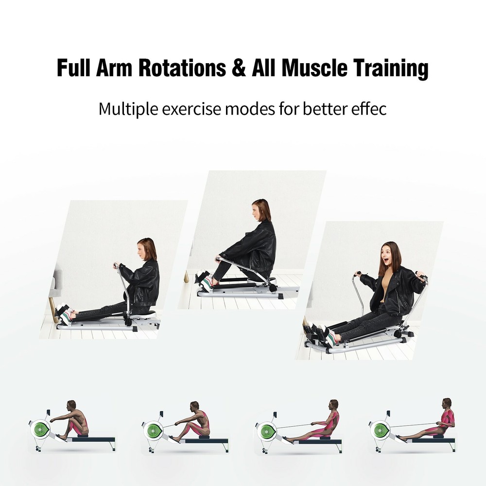 Exercise Rowing Machine Rower W/Adjustable Double Hydraulic Resistance Home Gym