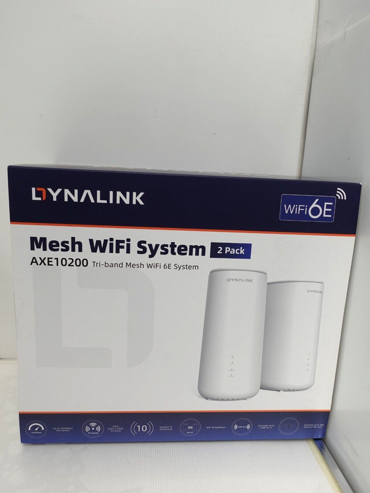 Dynalink AXE10200 Tri-Band WiFi 6E Whole Home Mesh System, 2 Pack