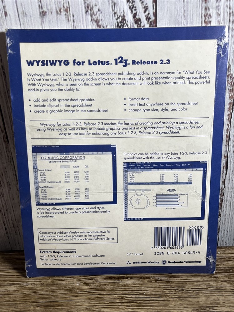 Vintage Lotus 123 Release 2.3 for Software 5.25" Format Rare