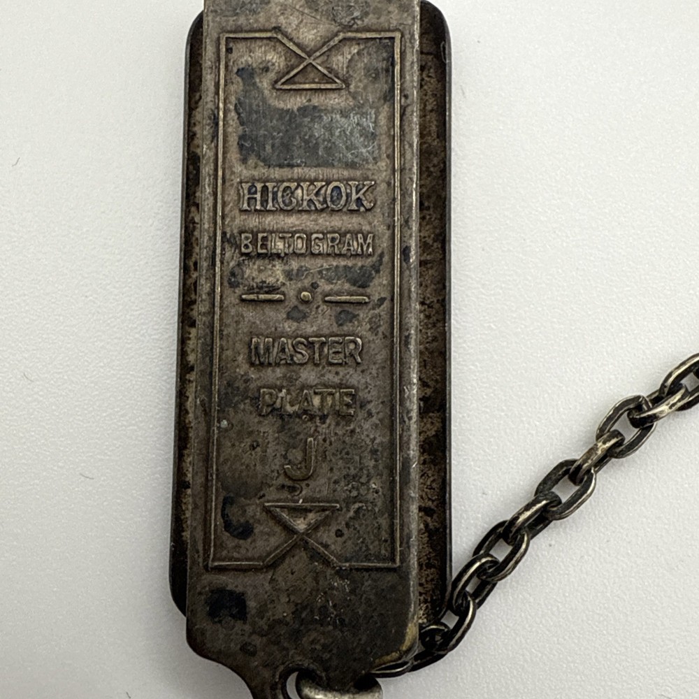 HICKOK Silver Beltogram J Initial Belt Tip Pocket Watch Chain