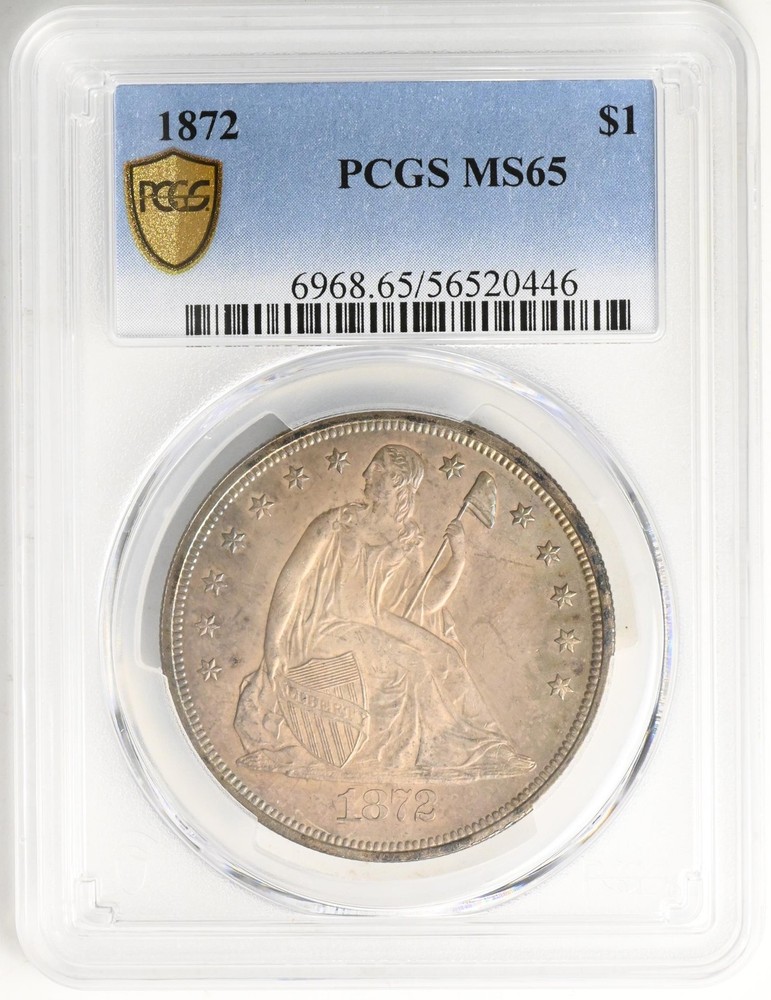 1872 LIBERTY SEATED S$1 PCGS MS 65