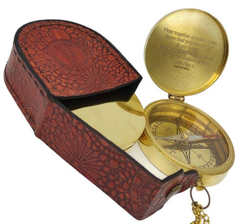 Personalized Compass With Leather Case|Custom Gift Baptism Gift Christmas Gift