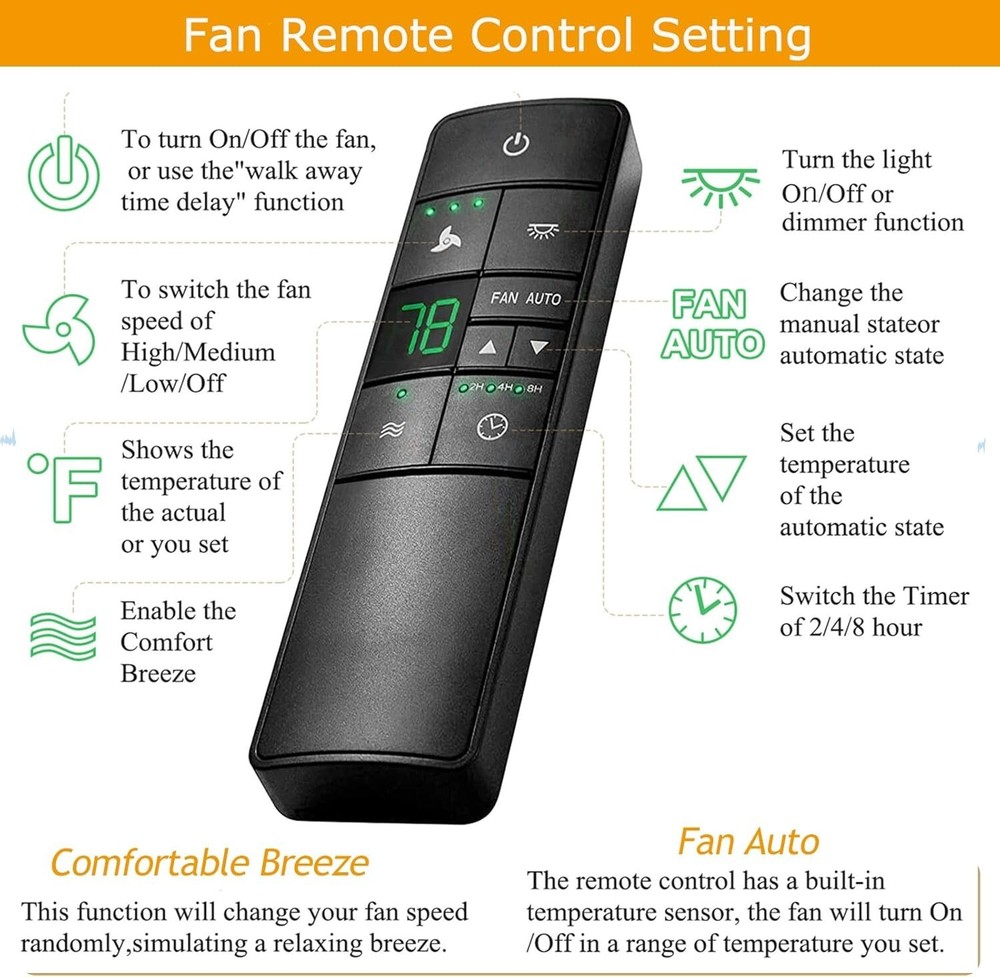 Universal Ceiling Fan Thermostatic Remote Control Kit Replacement for Hampton...