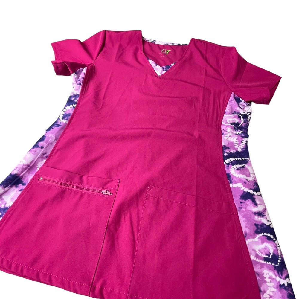 GT Performances Pink Short Sleeve Lightweight Nurses Scrub Top Small
