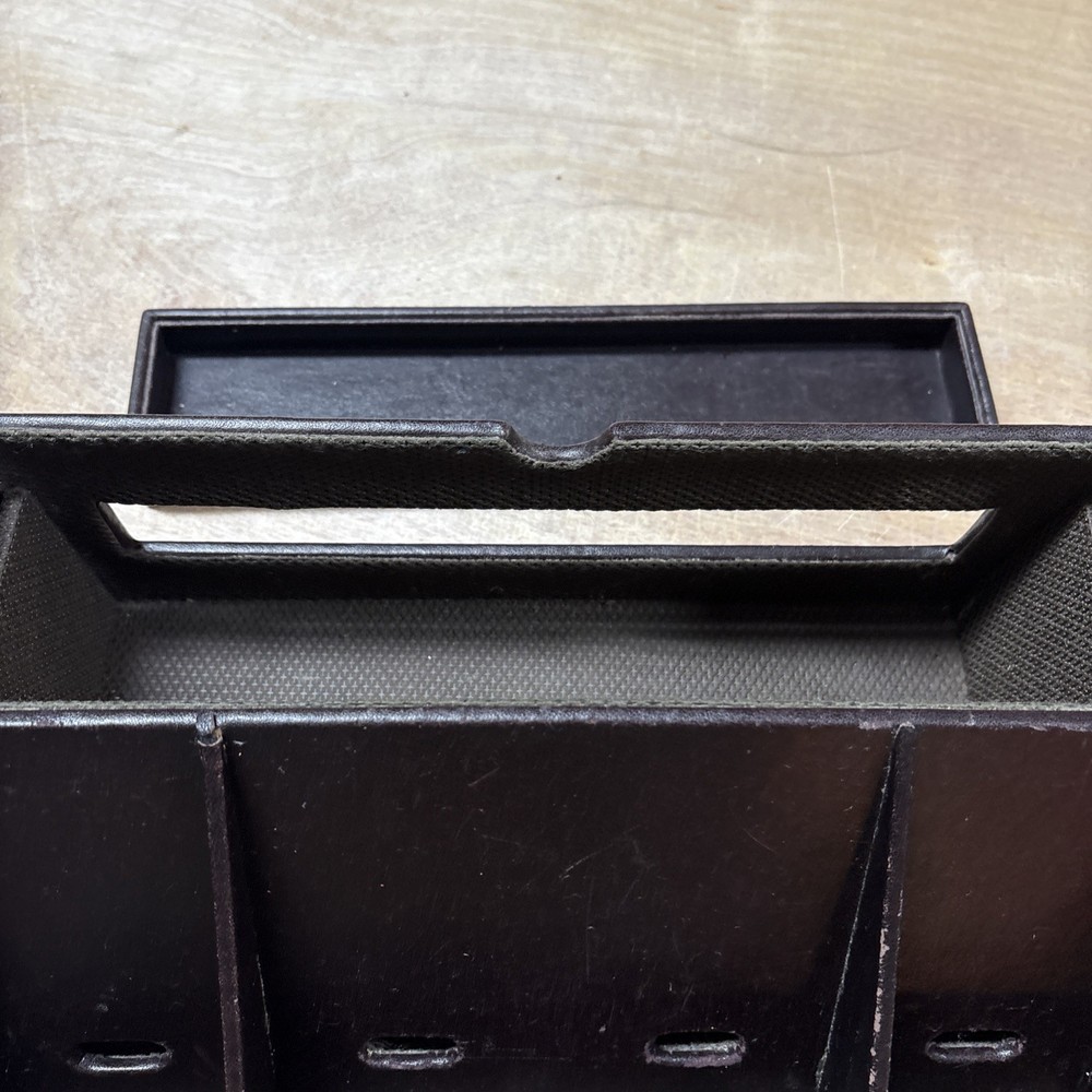 Brown Leather-like Electronics Charging Station Tabletop Valet