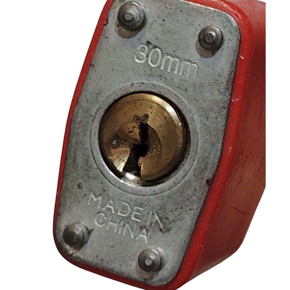 30mm Security Cable Lock, Red Plastic-Coated Housing, Steel Loop, EUC