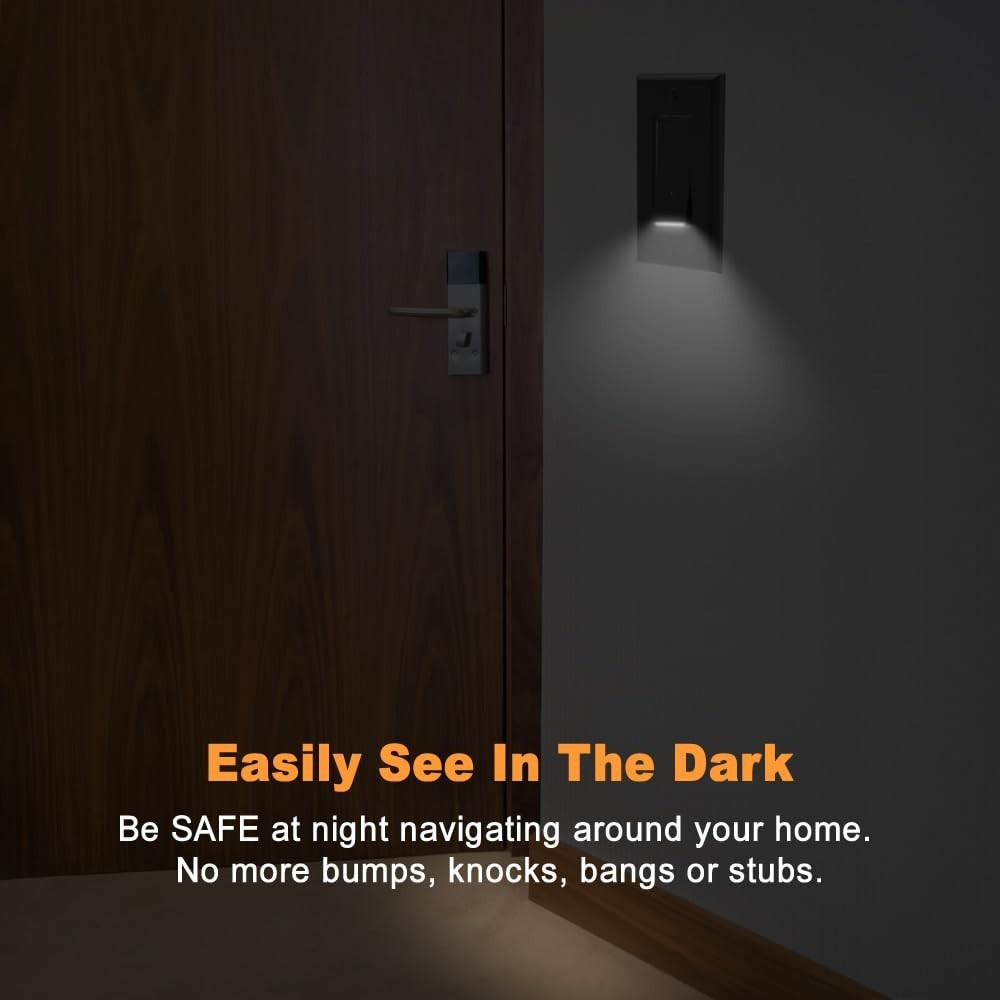 10-Pack LED Night Light Switch, Single Pole Rocker - Black