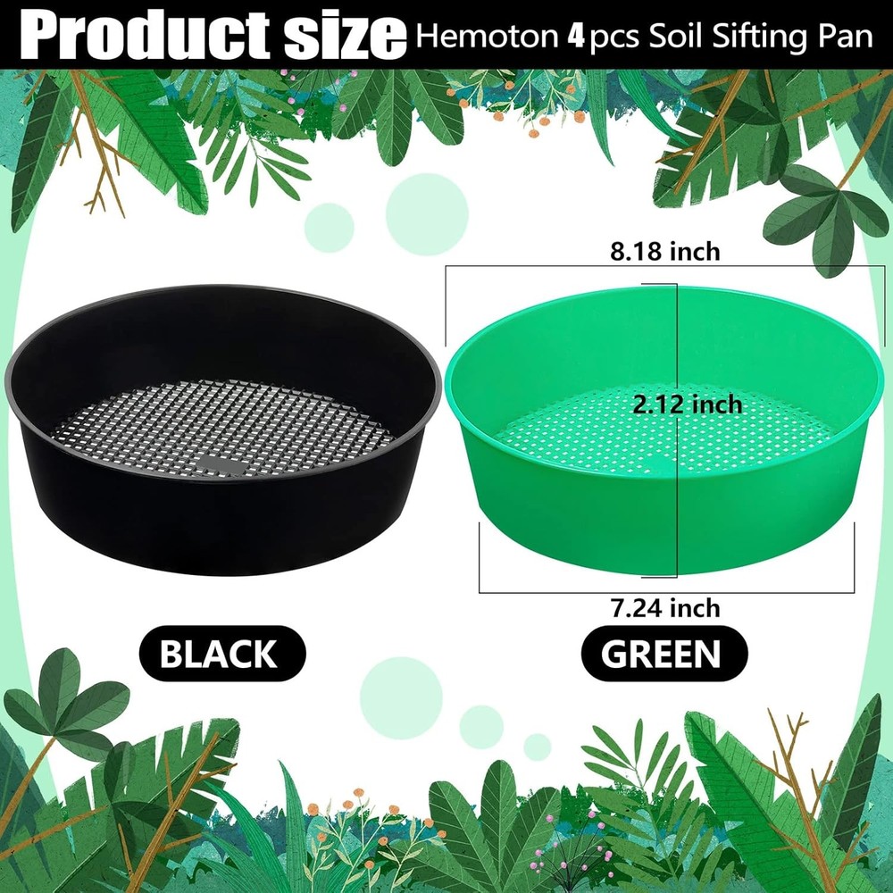 Round Plastic Garden Soil Sifter Set 4 Pack