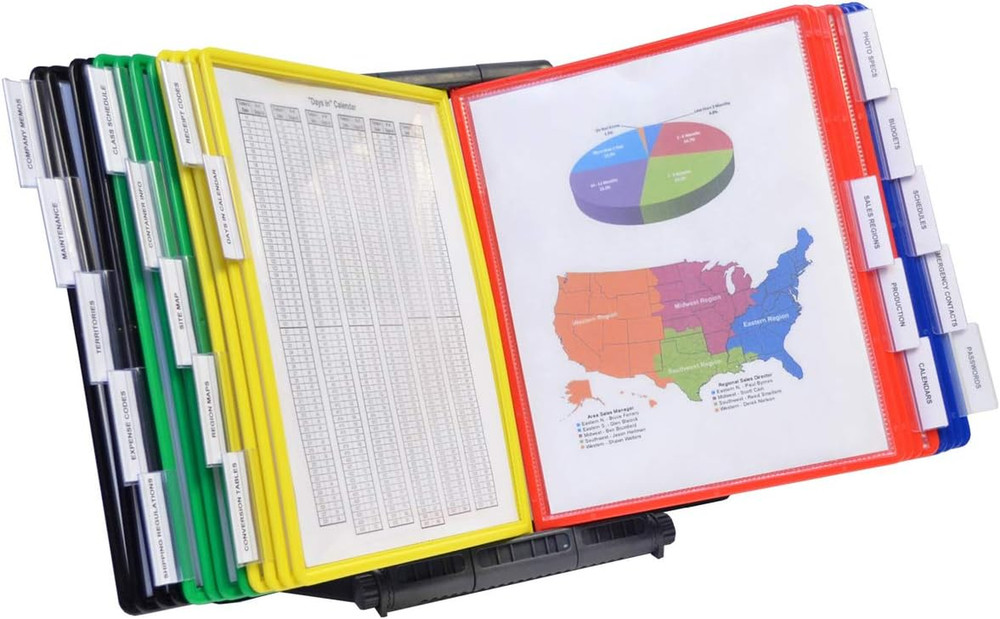 Adjustaview 20-Pocket Desk Reference Organizer with Easy-Load Pockets and Compac