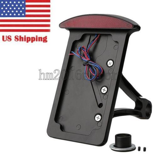Black Motorcycle Side Mount License Plate Holder Bracket Tail Light for Harley