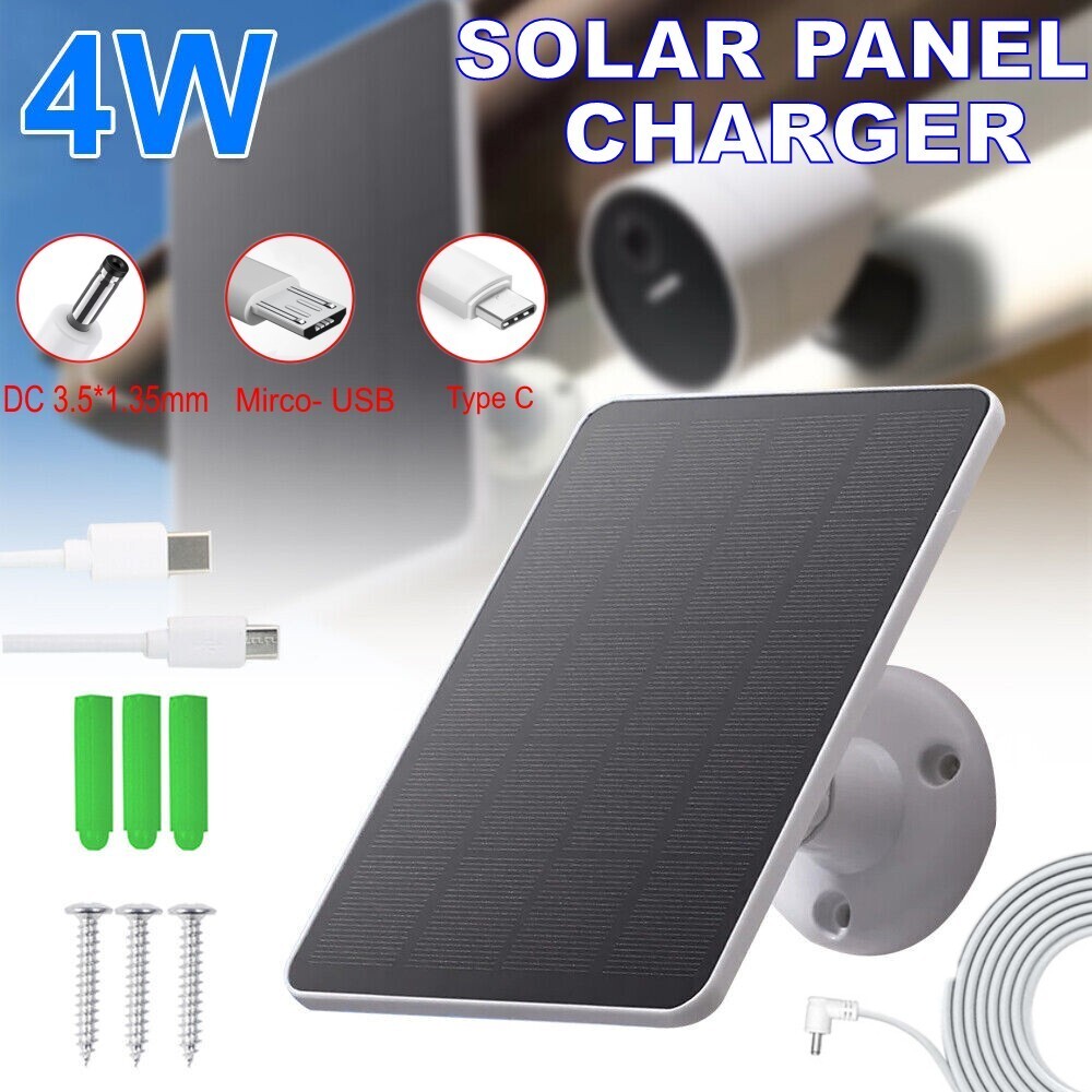 4W Solar Panel Charger for Ring Camera Spotlight & Stick Up Cam with 10ft Cable