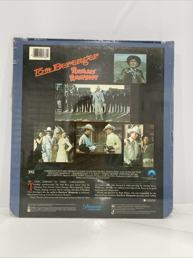 Rustlers Rhapsody CED SelectaVision Videodisc 1985 Comedy Tom Sealed