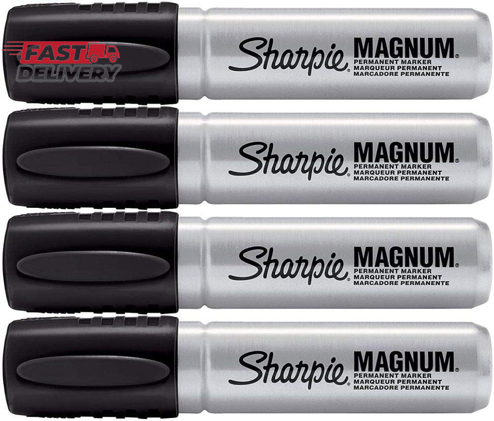 Sharpie 44001 Oversized Chisel Tip Extra Wide Magnum Permanent Marker (4 Pack),