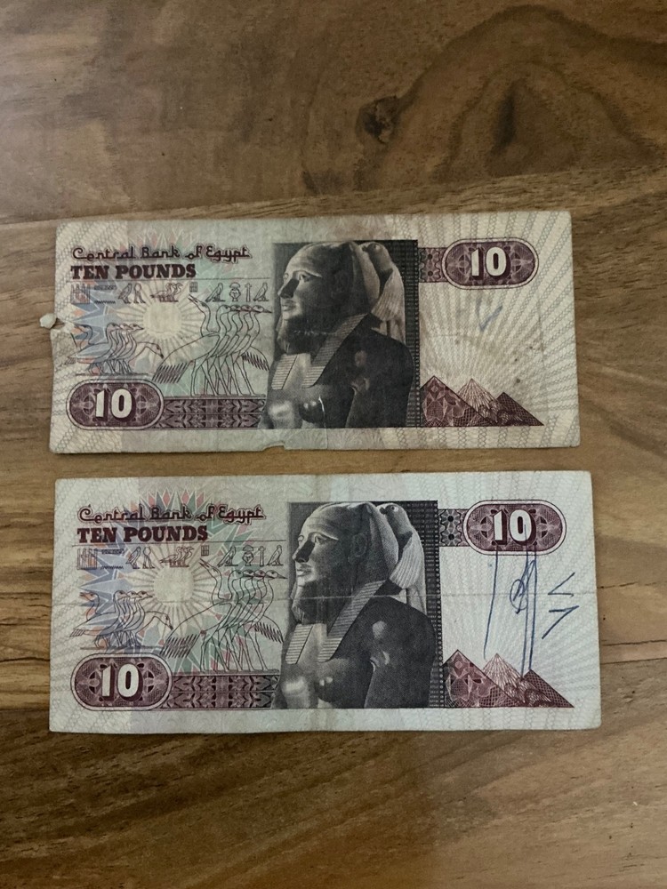 2 x Egyptian 10 pound notes, circulated