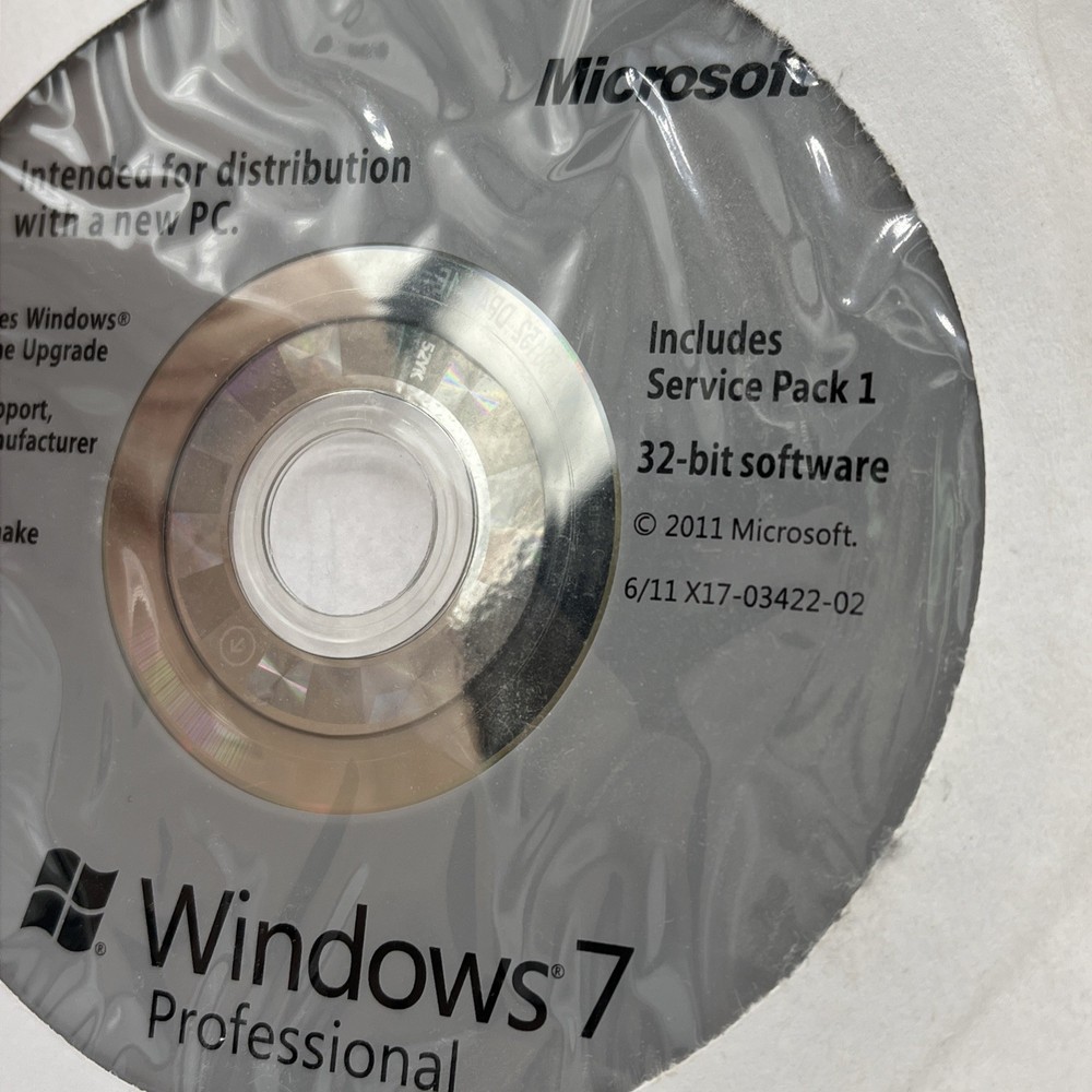 Microsoft Windows 7 Professional w/SP1 64 Bit DVD 2011 Refurbished PC *With KEY*