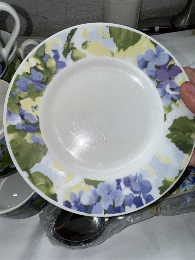 Gibson "SUMMER HYDRANGEA" 8 Cups/6 Saucers/bread Plates Plus Bonus Spoons