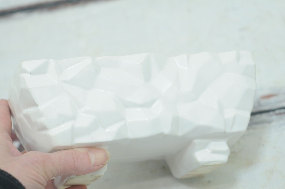 Vintage McCoy Geometric Pottery White Rectangular Window Box Planter Flower Pot