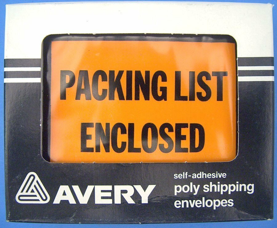K137A Avery 100 Plastic Poly Packing List Enclosed Pouch Envelope Self-Adhesive