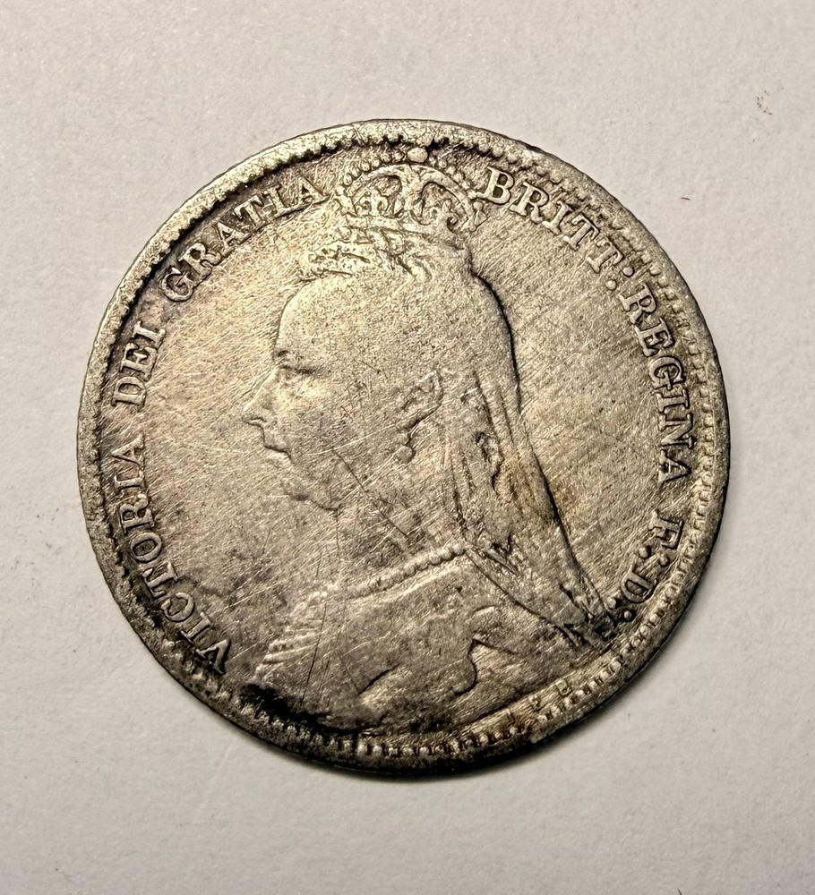 1891 Great Britain 6 Pence - 92.5% Silver
