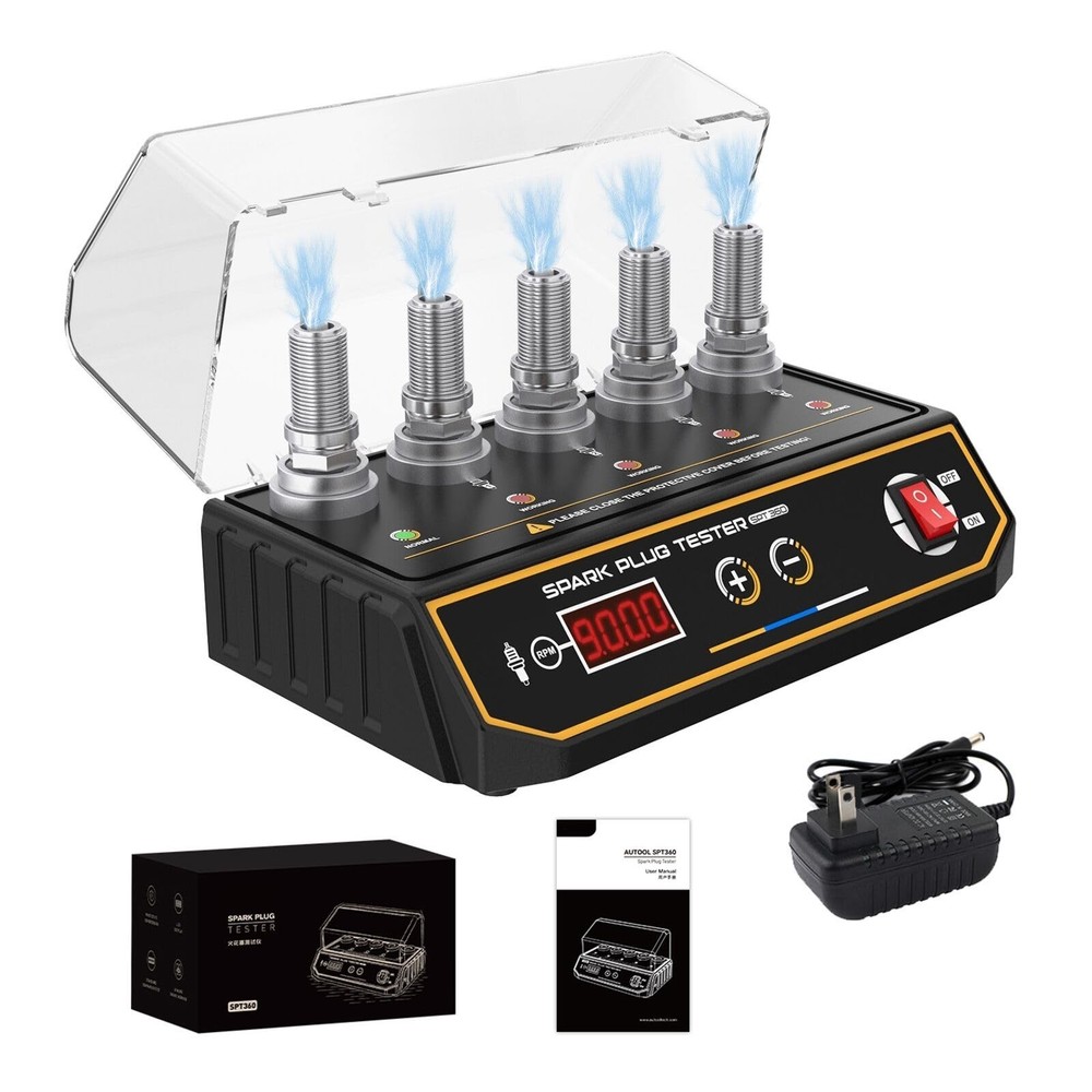 Adjustable 5-Hole Spark Plug Tester, Digital RPM 200-9999, Engine Ignition Coil