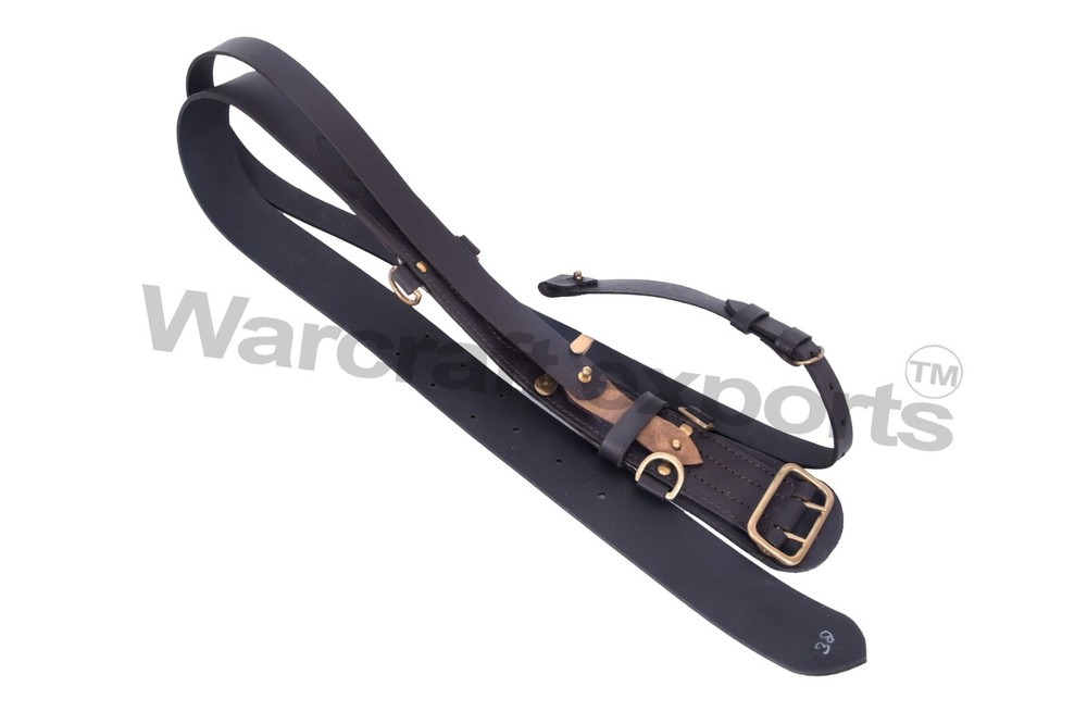 Sam Browne Belt With Shoulder Strap Dark Brown-120 cm