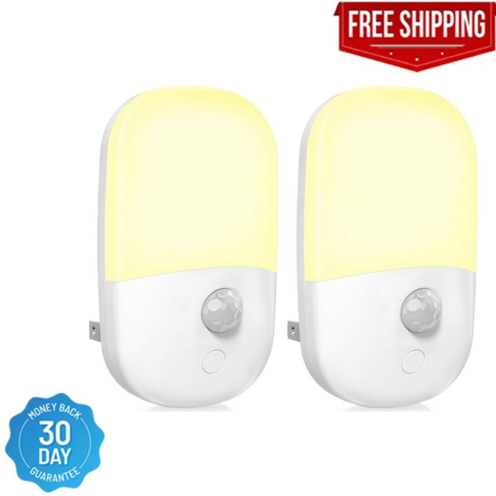 MAZ-TEK Plug in Motion Sensor Dimmable Night Light, Soft Warm White LED,2 Pack