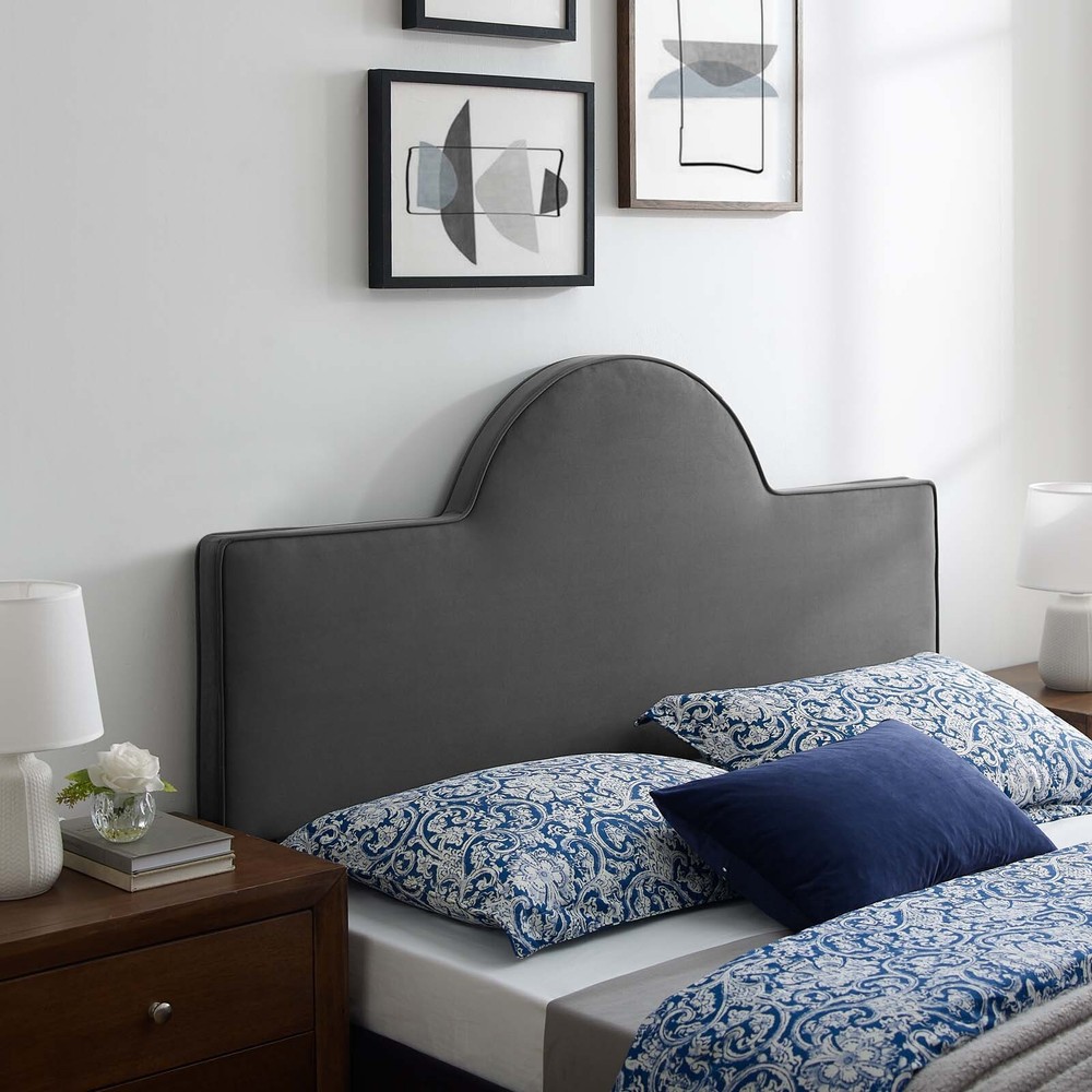 Modway Dawn Performance Velvet Full/Queen Headboard in Charcoal