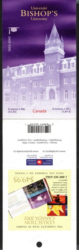 CANADA BOOKLET UNITRADE 266A BISHOP'S UNIVERSITY BOOKLET OPENED