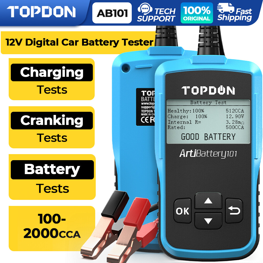 TOPDON AB101 Battery Tester 12V Load Charging System Analyzer 100-2000CCA