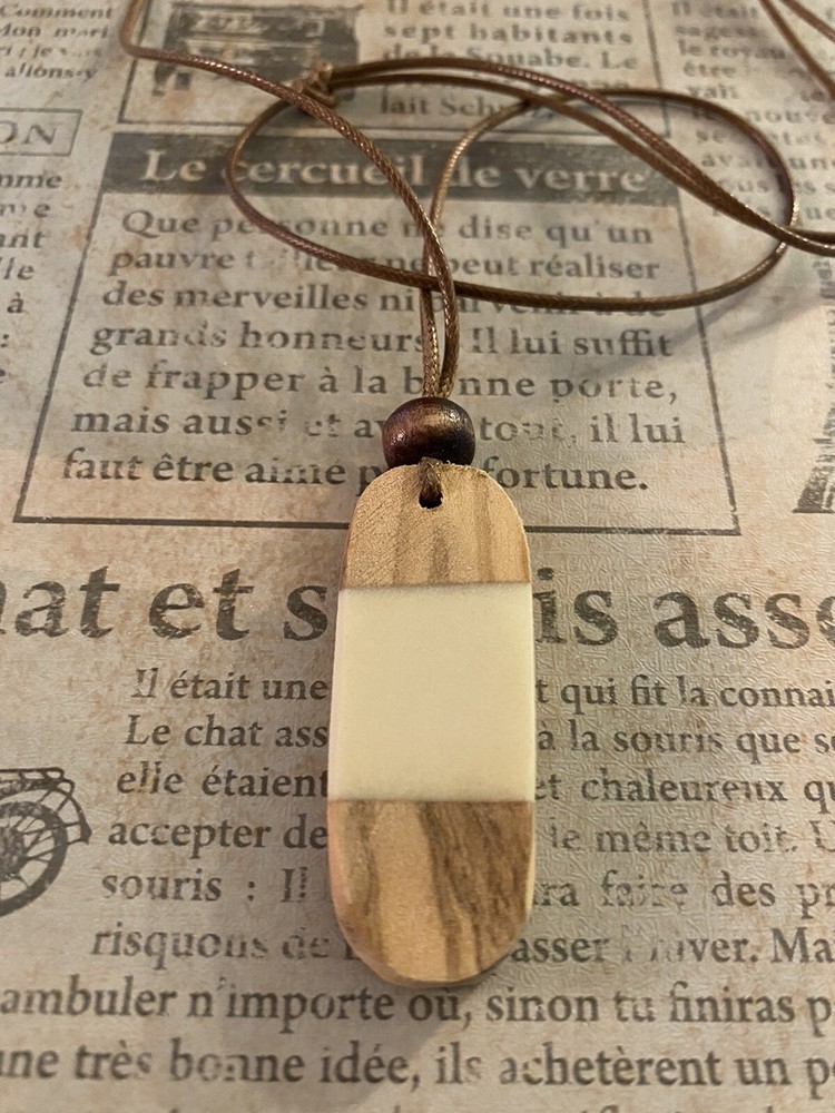Olive Wood Epoxy Necklace Handmade