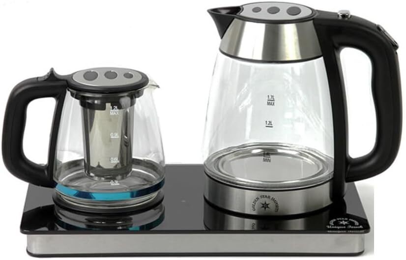 Russian Middle Eastern Electric Cordless Glass Double Tea Kettle Maker Samovar