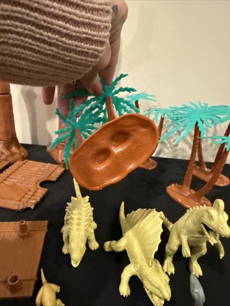 Dinosaur Approximately 37 Figures Plus Trees ( Missing Parts) READ