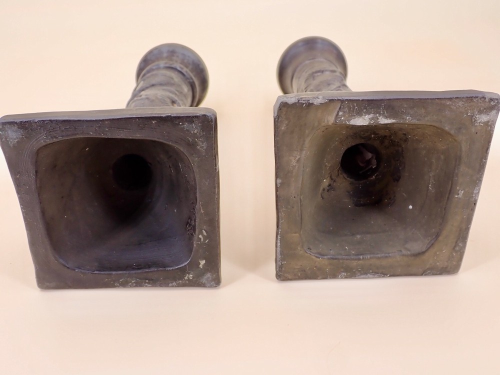 Older Nippon Brown Clay Dragonware Candlesticks signed