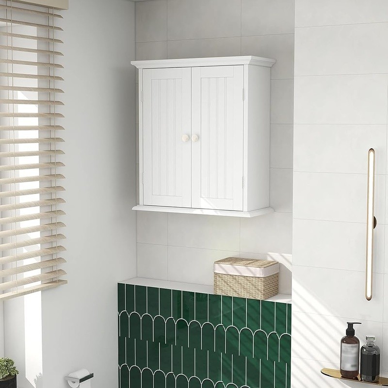Wall Mounted Bathroom Cabinet Adjustable Shelves Elegant Storage Solution New