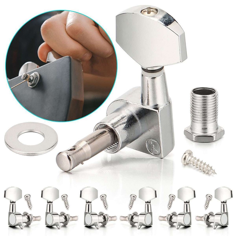 6pcs Guitar String Tuning Pegs Locking Tuners Keys Machine Heads Chrome Set