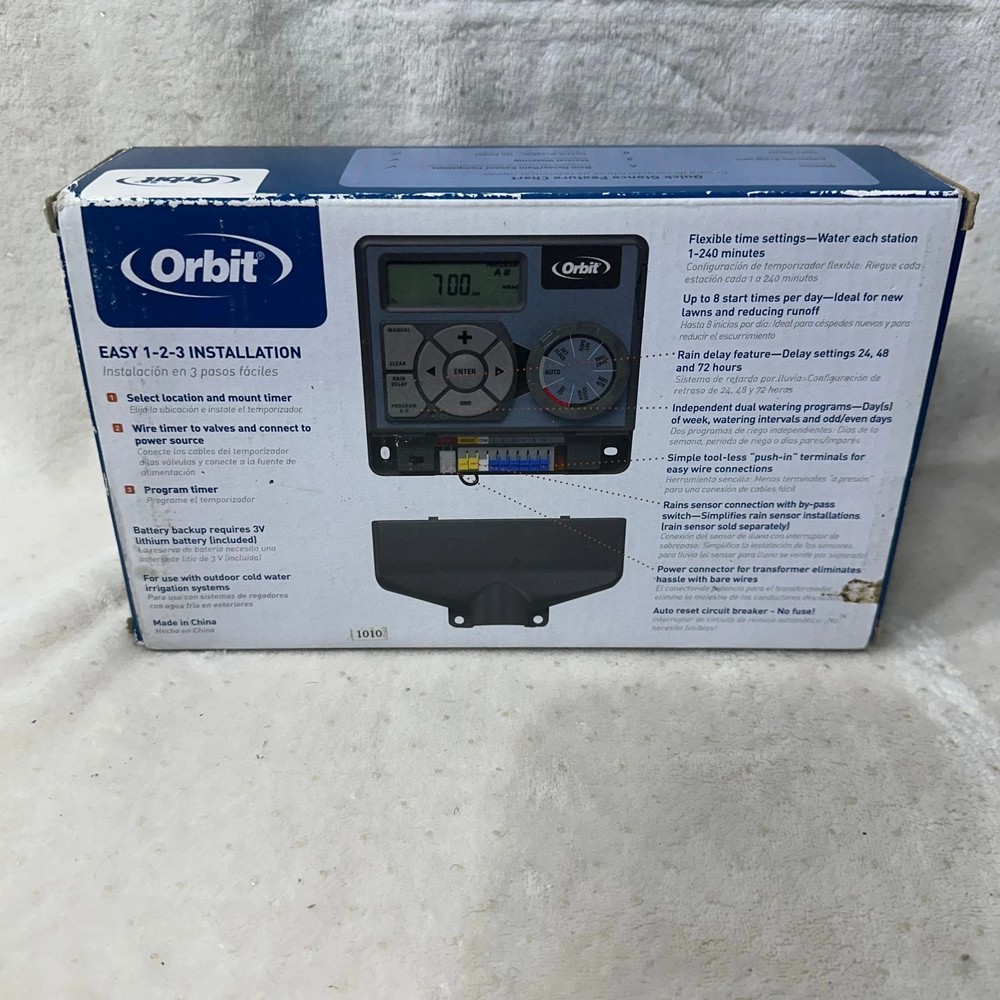 Orbit 28954 4 Station 2 Program Indoor Easy Dial Sprinkler Timer Open Box System
