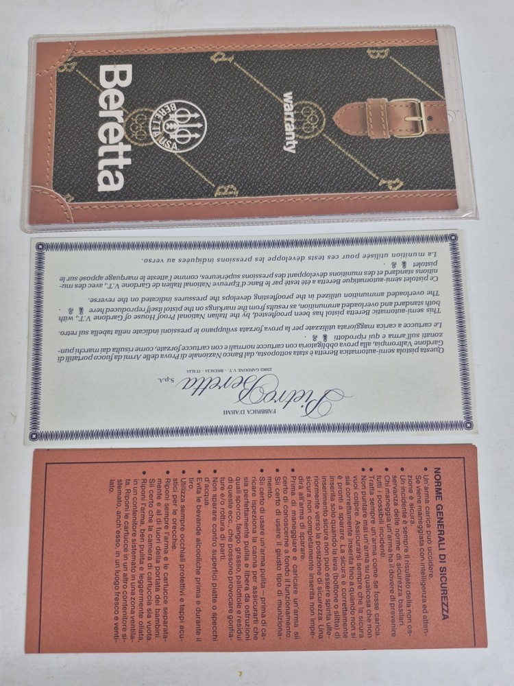 Berretta Warranty Packet Three Piece
