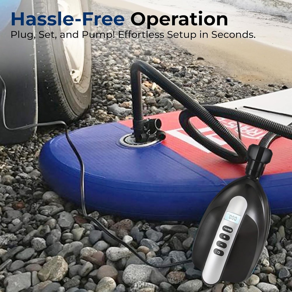 Dual-Stage Air Compressor - Fast Inflation LCD Display