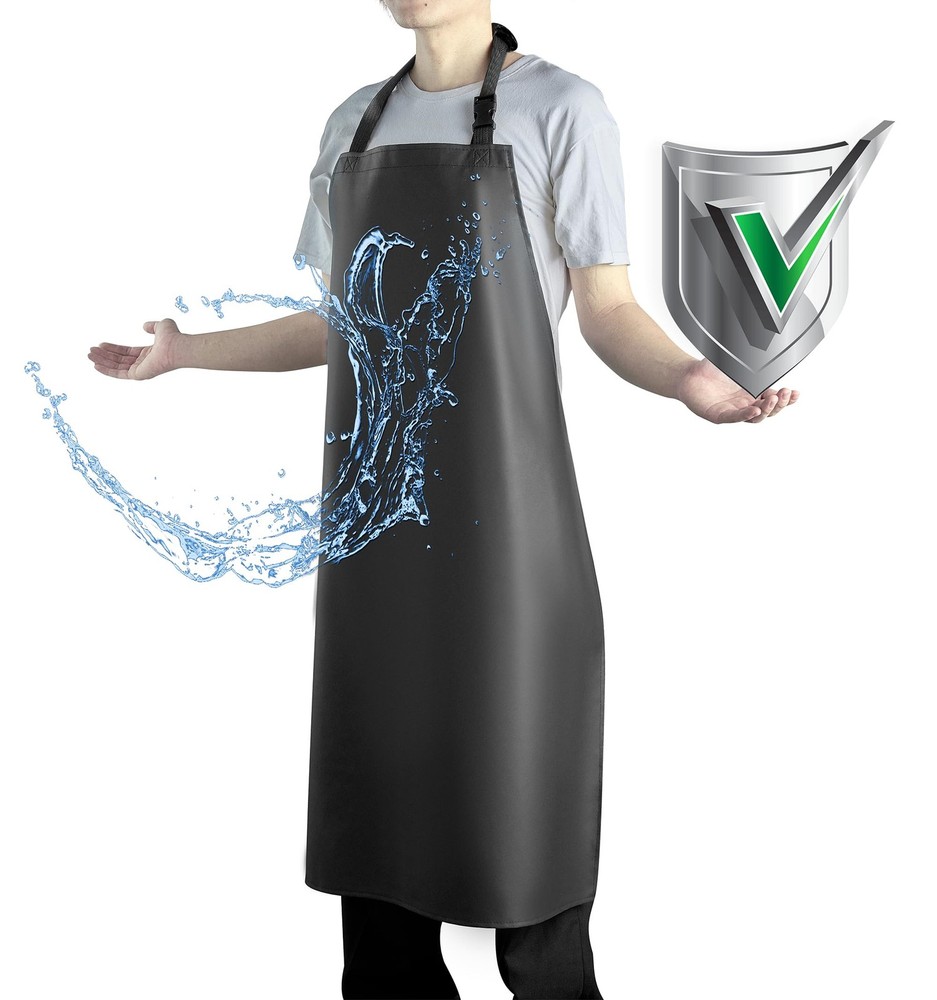 Vammcht Waterproof Apron with Comfortable Adjustable Bib - One Size, Black