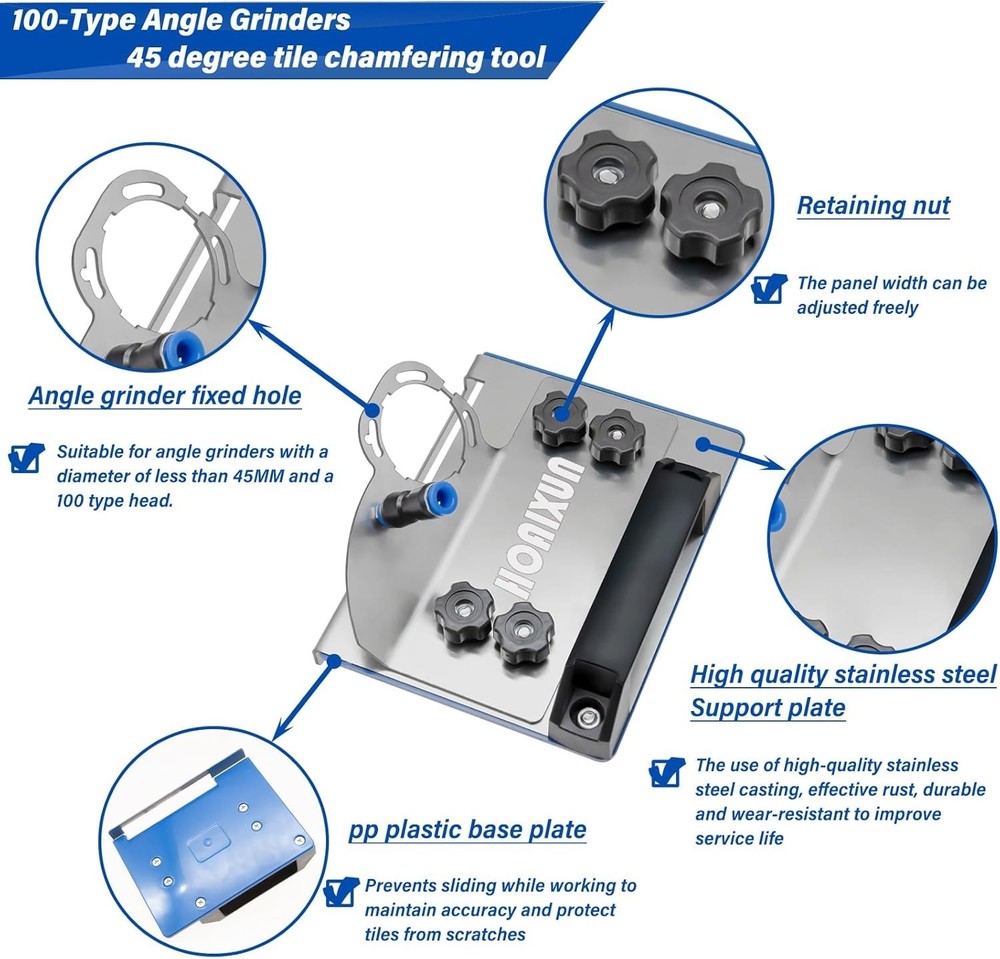 45 Degree Tile Chamfering Tool, Angle Grinder Stand for 45° Tile Cutting, Tile C