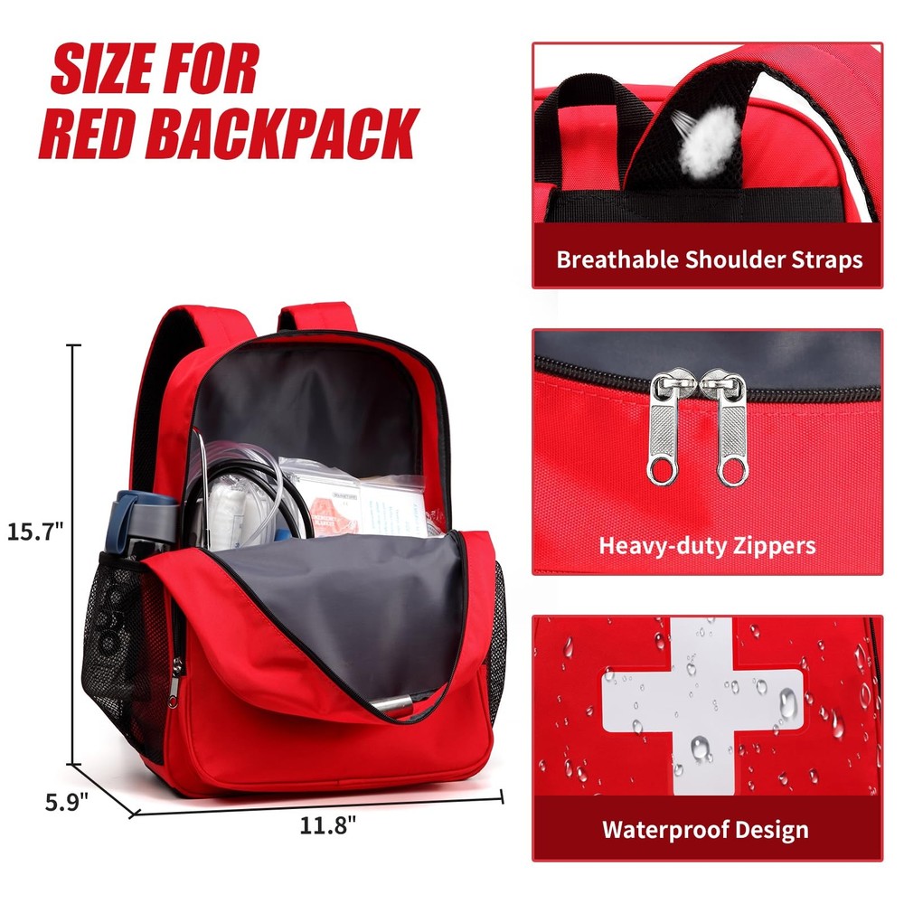 First Aid Backpack Emergency Medical Empty Waterproof Survival First Responde...