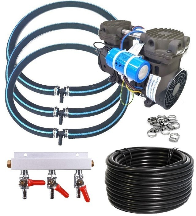 1/2HP Shallow water Dock Beach Aerator Pro Kit 300' Poly 3-48" Sinking Diffusers