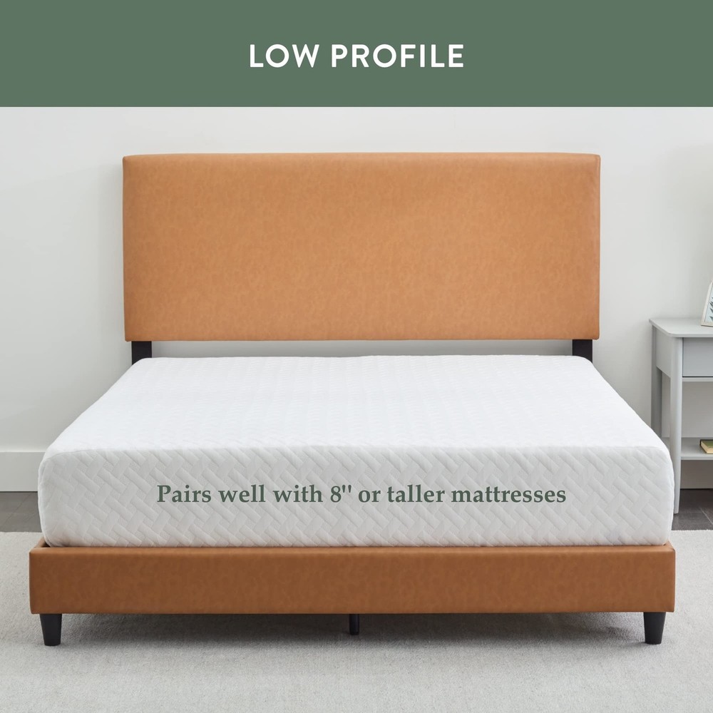 Edenbrook Platform Bed with Headboard – No Box Spring Needed – Faux