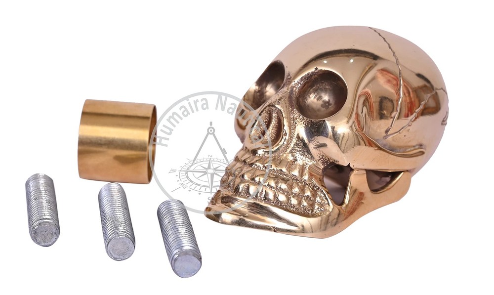 Designer Antique Solid Brass Skull Head Handle for Walking Stick Canes Shaft ...