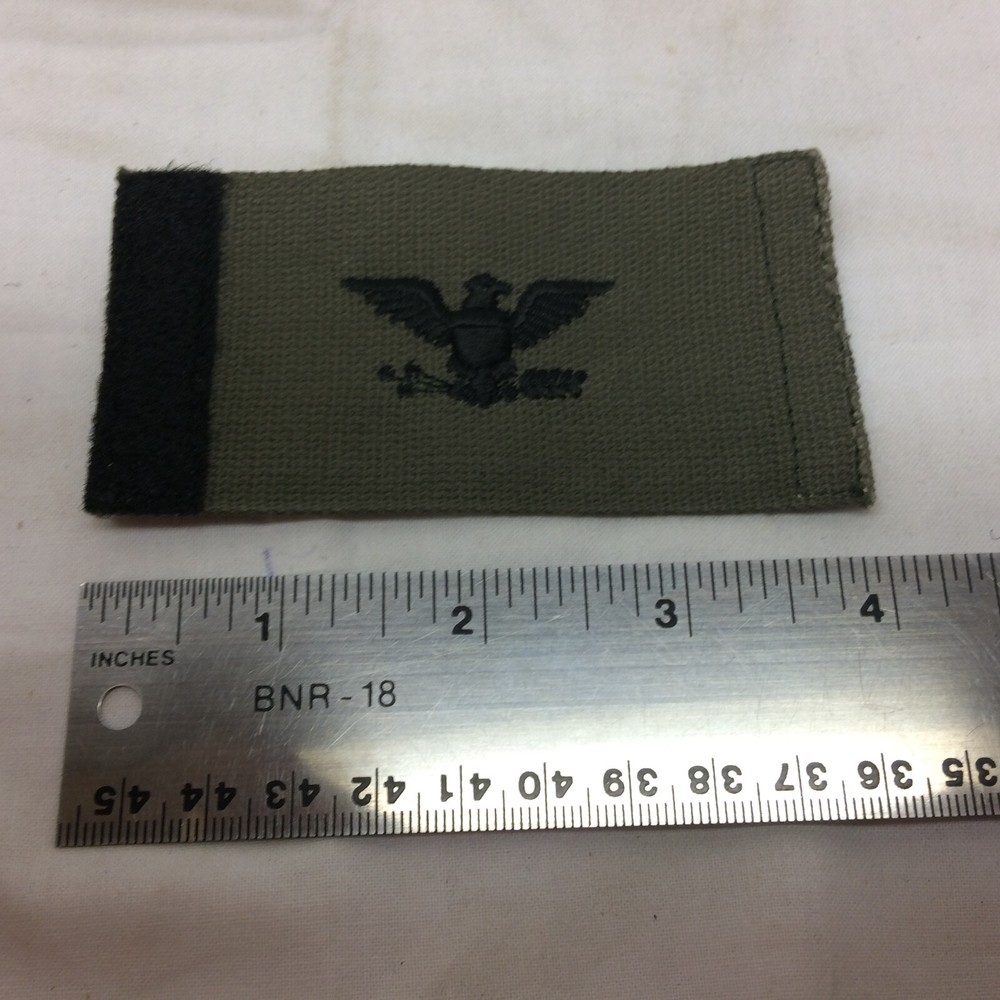 Vintage Military Army Shoulder Loop Insignia Colonel Hook Loop Back Olive Var